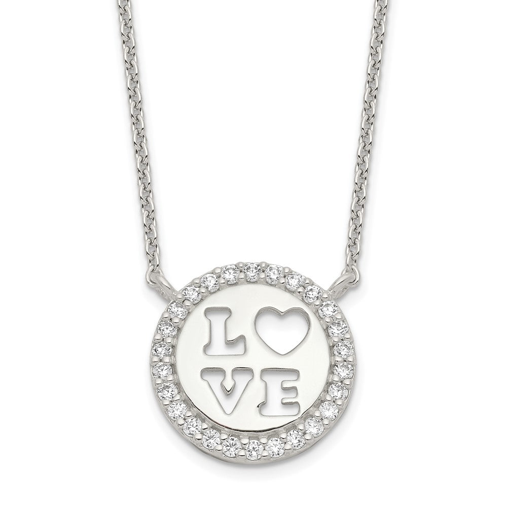 Sterlingsilber Poliert Zirkonia Liebe Halskette