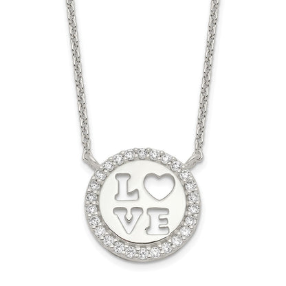 Sterlingsilber Poliert Zirkonia Liebe Halskette