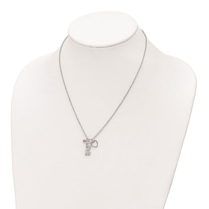 18 Zoll Sterlingsilber Rhodiniert Zirkonia und Herz Diamantiert Perle Halskette