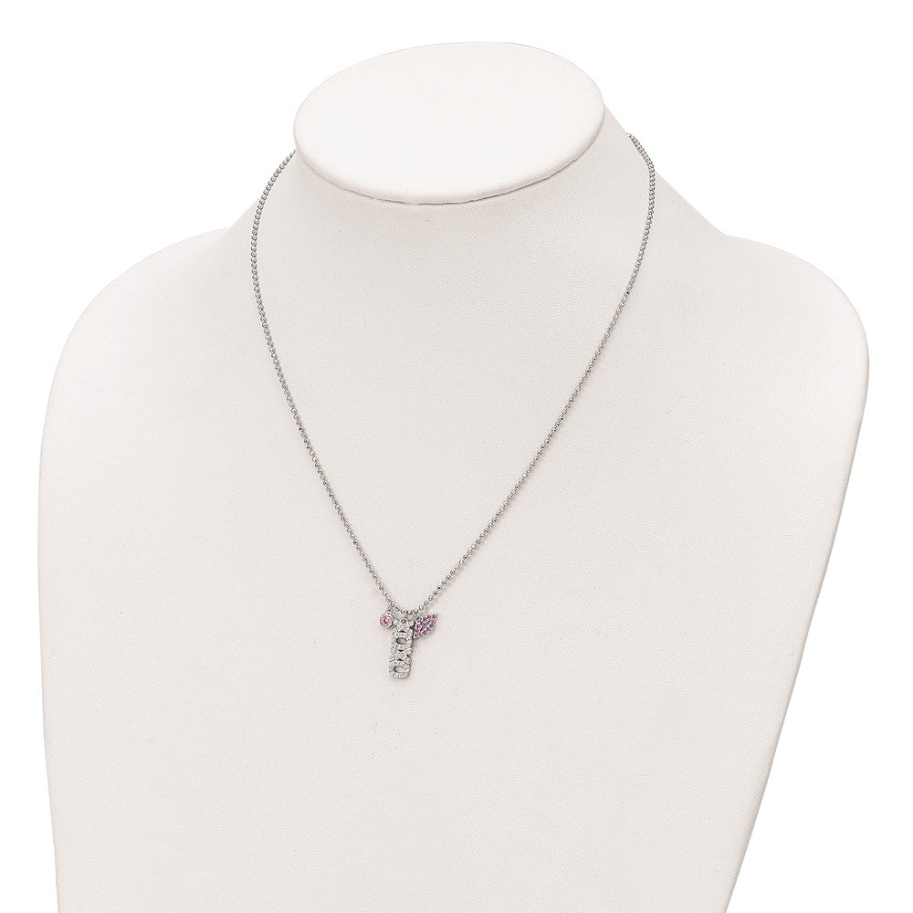 18 Zoll Sterlingsilber Rhodiniert Zirkonia Xoxo und Lips Diamantiert Perle Halskette