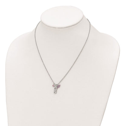 18 Zoll Sterlingsilber Rhodiniert Zirkonia Xoxo und Lips Diamantiert Perle Halskette