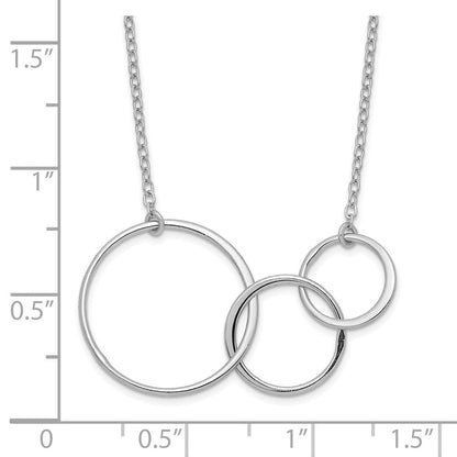 Sterlingsilber Rhodiniert 3 Intertwined Kreise mit 2 in Verlängerung. Halskette