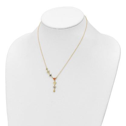 Sterlingsilber Goldfarben Mehrfarbig Zirkonia Halskette