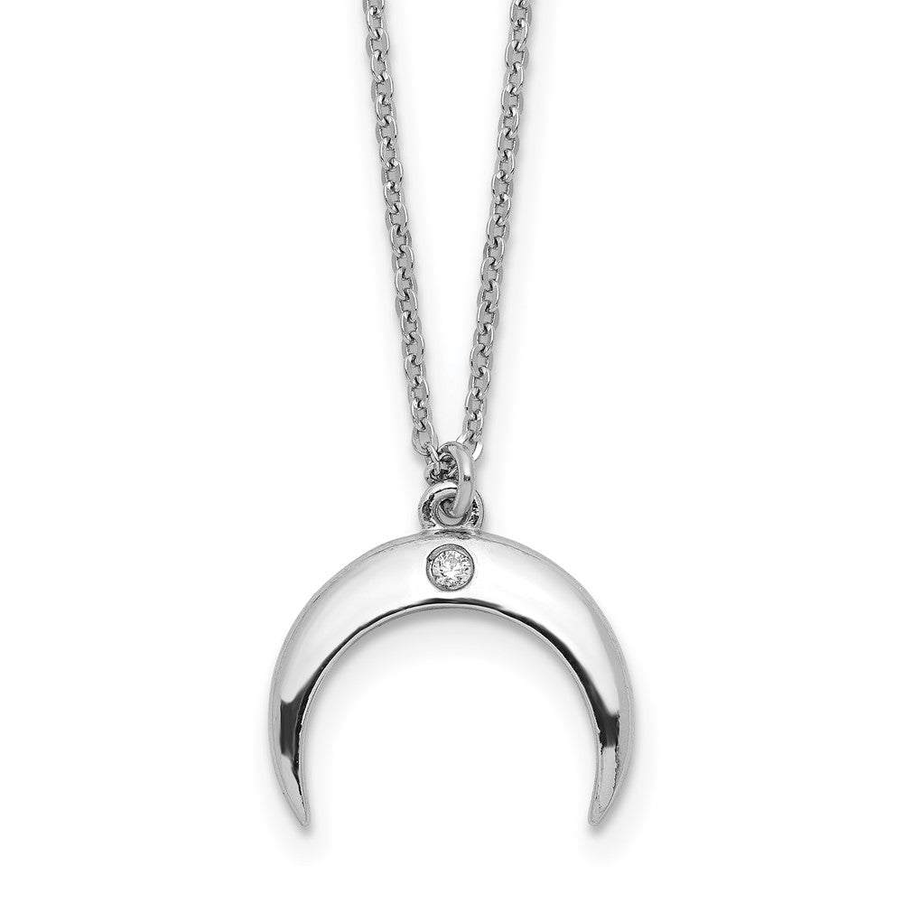 Sterlingsilber Rhodiniert Zirkonia Mond Halskette