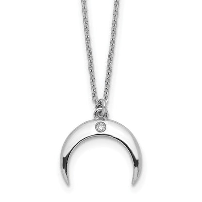 Sterlingsilber Rhodiniert Zirkonia Mond Halskette