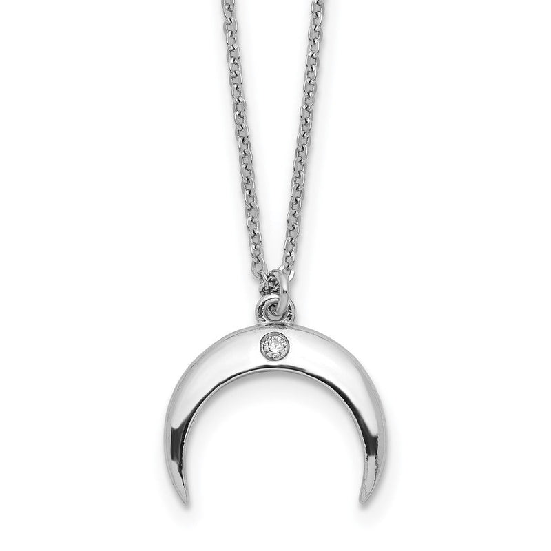 Sterlingsilber Rhodiniert Zirkonia Mond Halskette