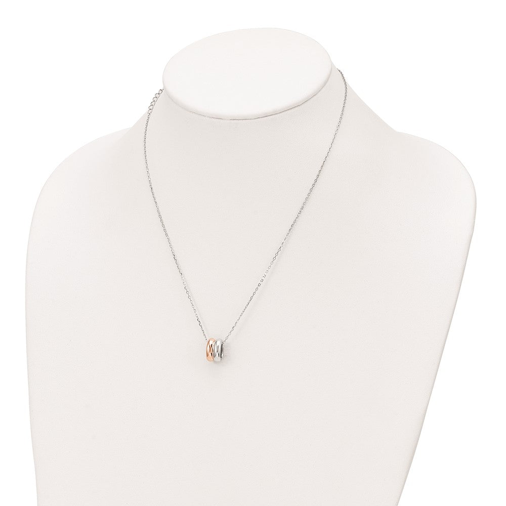 Sterlingsilber Roséfarben Zirkonia mit 2 in Verlängerung. Halskette