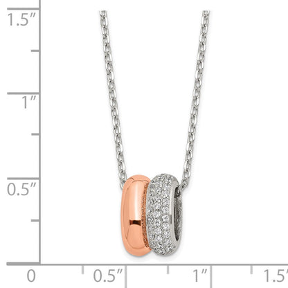 Sterlingsilber Roséfarben Zirkonia mit 2 in Verlängerung. Halskette