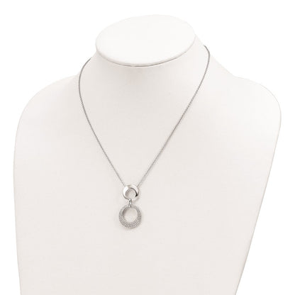 Sterlingsilber Rhodiniert Zirkonia Intertwined Kreise mit 2 in Verlängerung. Halskette