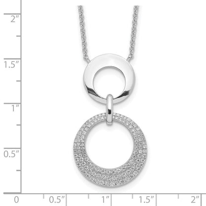 Sterlingsilber Rhodiniert Zirkonia Intertwined Kreise mit 2 in Verlängerung. Halskette