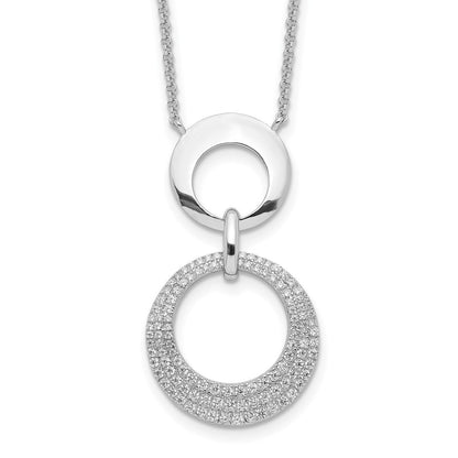 Sterlingsilber Rhodiniert Zirkonia Intertwined Kreise mit 2 in Verlängerung. Halskette