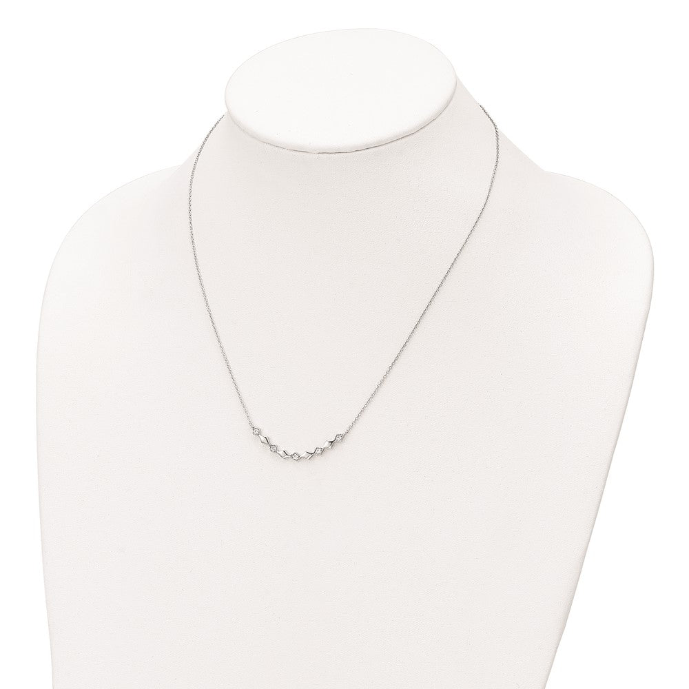 Sterlingsilber Rhodiniert Poliert Zirkonia Diamant Shapes 17.75 Zoll Halskette