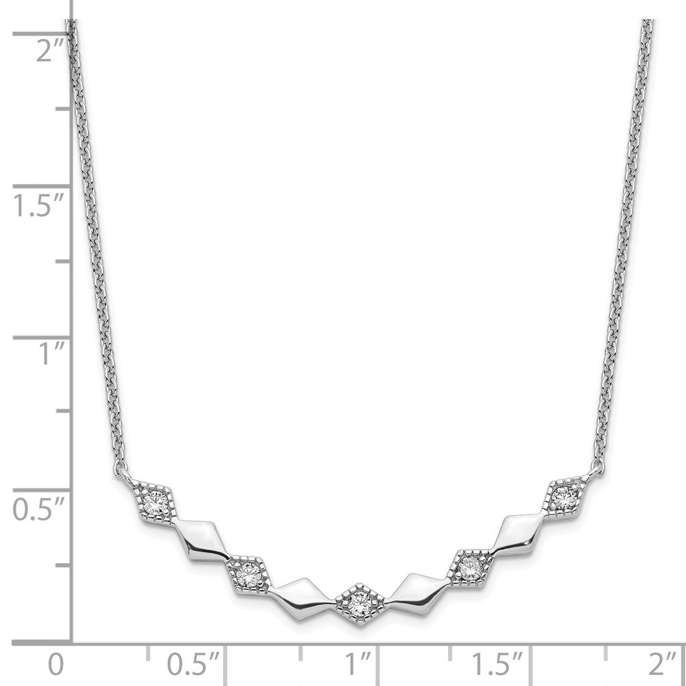 Sterlingsilber Rhodiniert Poliert Zirkonia Diamant Shapes 17.75 Zoll Halskette
