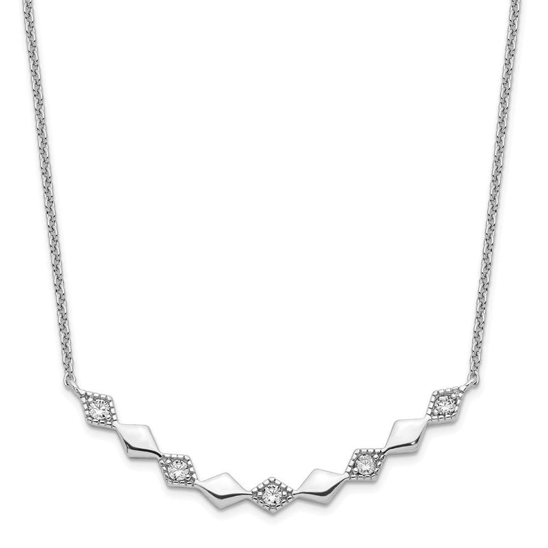 Sterlingsilber Rhodiniert Poliert Zirkonia Diamant Shapes 17.75 Zoll Halskette