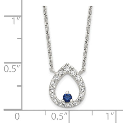 Sterlingsilber Poliert Zirkonia Tropfen Halskette