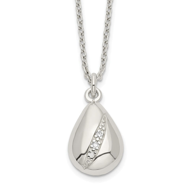 Sterlingsilber Zirkonia 16 Zoll mit 2 Zoll Verlängerung Tropfen Halskette