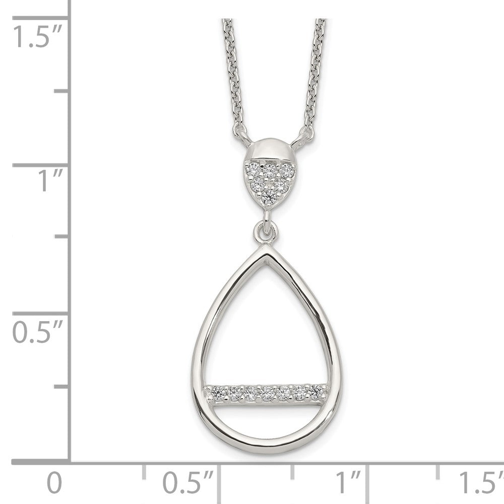 Sterlingsilber Poliert Zirkonia Tropfen Halskette