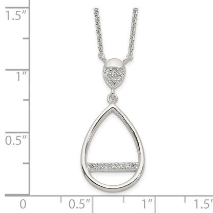 Sterlingsilber Poliert Zirkonia Tropfen Halskette