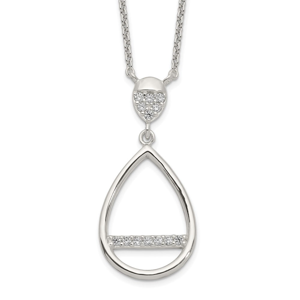 Sterlingsilber Poliert Zirkonia Tropfen Halskette