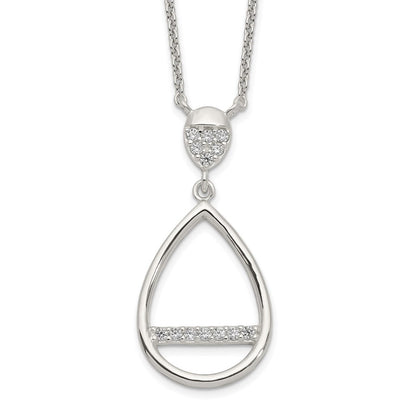 Sterlingsilber Poliert Zirkonia Tropfen Halskette
