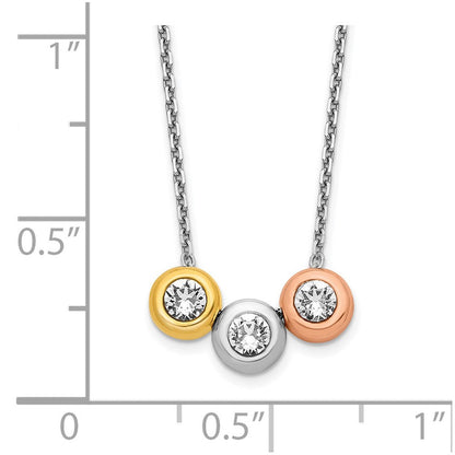 Sterlingsilber Rhodium-plate Gold/roséfarben Dreifach Kristall Halskette