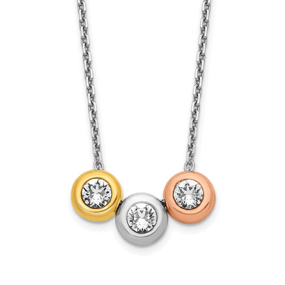 Sterlingsilber Rhodium-plate Gold/roséfarben Dreifach Kristall Halskette