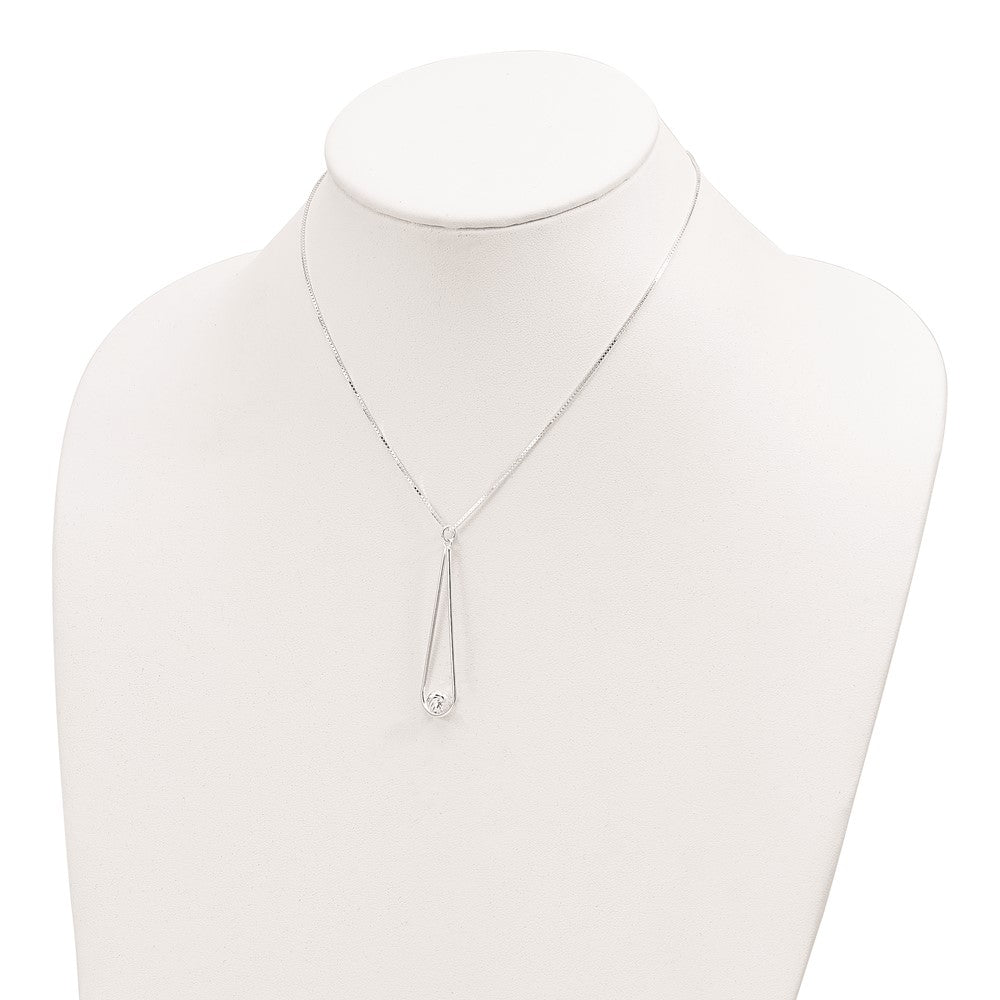 Sterlingsilber Diamantiert Kugel Tropfen mit 2 in Verlängerung Halskette