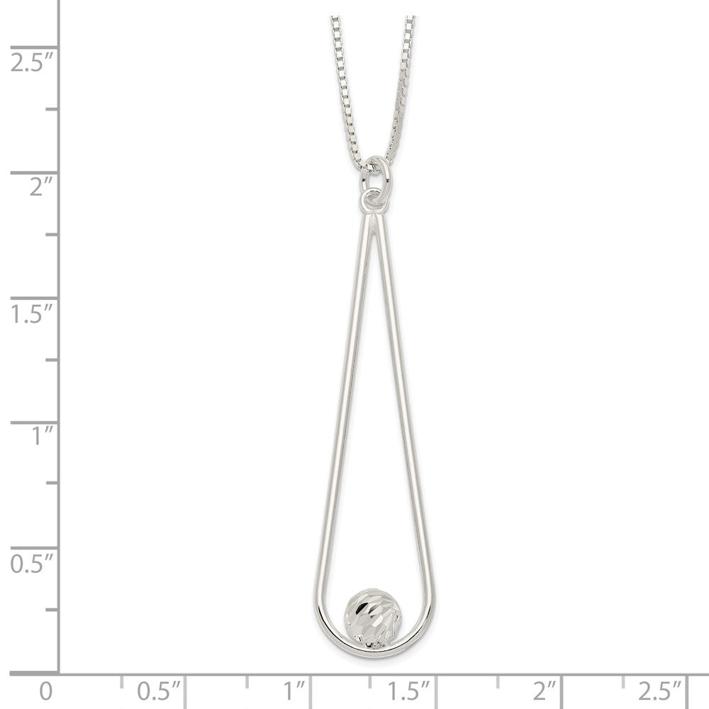 Sterlingsilber Diamantiert Kugel Tropfen mit 2 in Verlängerung Halskette