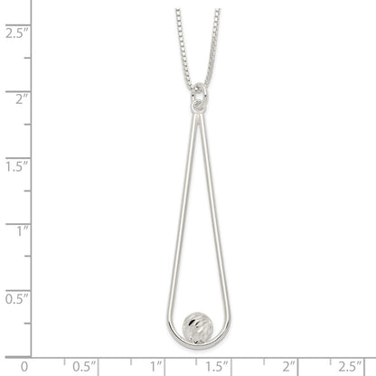 Sterlingsilber Diamantiert Kugel Tropfen mit 2 in Verlängerung Halskette