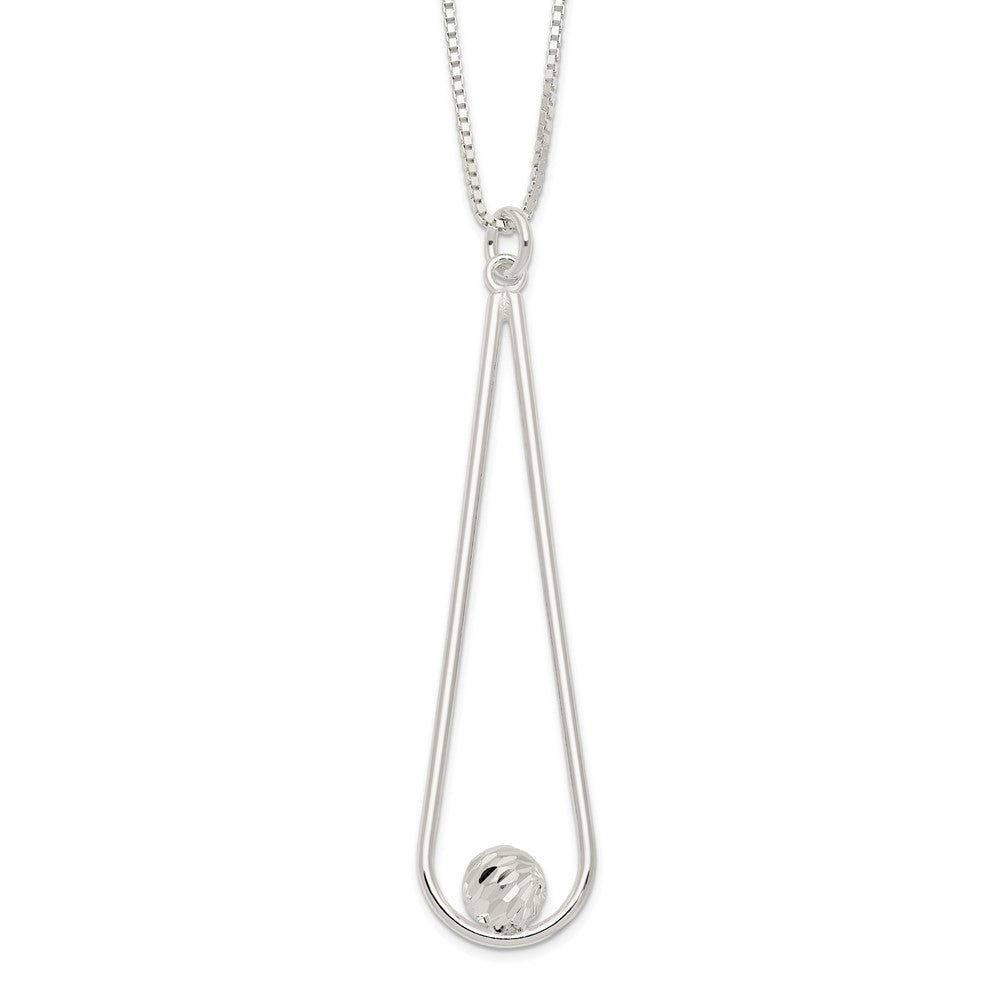 Sterlingsilber Diamantiert Kugel Tropfen mit 2 in Verlängerung Halskette