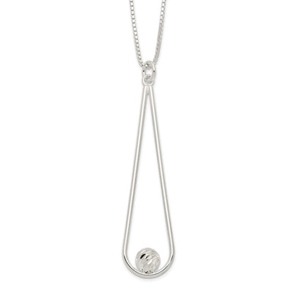 Sterlingsilber Diamantiert Kugel Tropfen mit 2 in Verlängerung Halskette