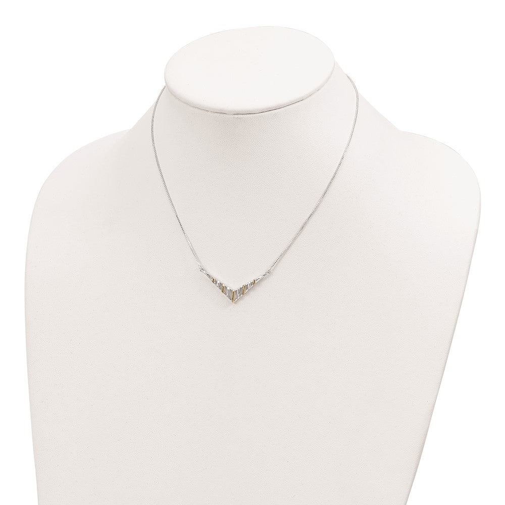 Sterlingsilber Goldfarben V-shaped Stab Halskette