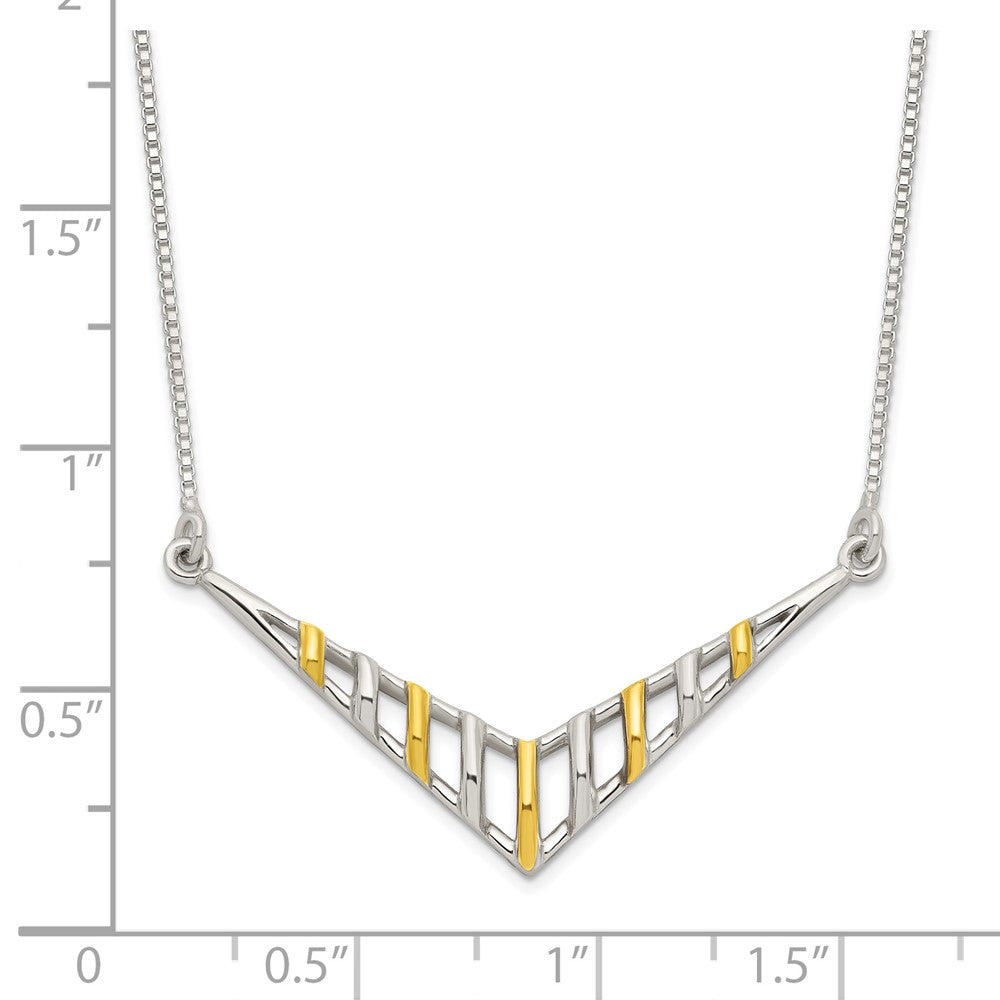 Sterlingsilber Goldfarben V-shaped Stab Halskette