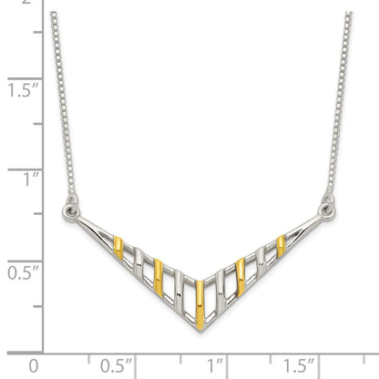 Sterlingsilber Goldfarben V-shaped Stab Halskette