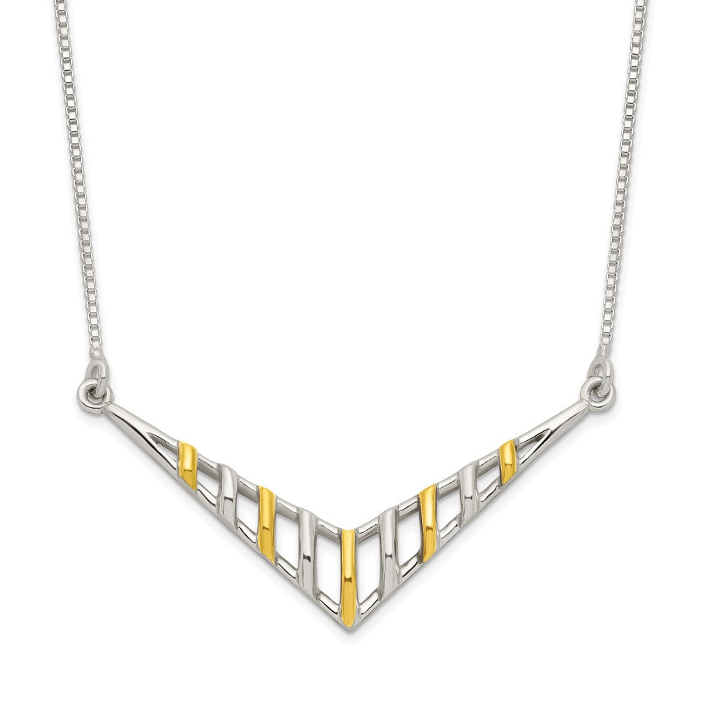 Sterlingsilber Goldfarben V-shaped Stab Halskette