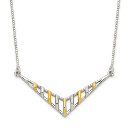 Sterlingsilber Goldfarben V-shaped Stab Halskette