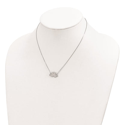 Sterlingsilber Rhodiniert Zirkonia Lotus Blume Halskette