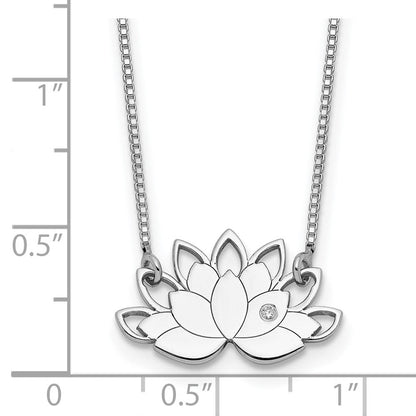 Sterlingsilber Rhodiniert Zirkonia Lotus Blume Halskette