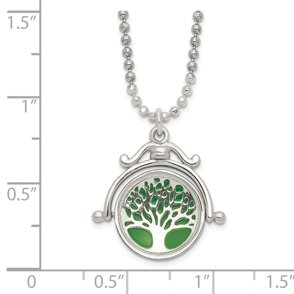 Sterlingsilber Poliert Wendbar Emailliert Baum Of Leben Halskette