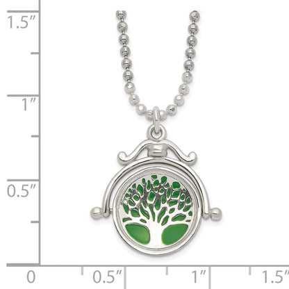 Sterlingsilber Poliert Wendbar Emailliert Baum Of Leben Halskette