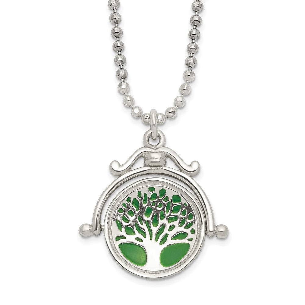 Sterlingsilber Poliert Wendbar Emailliert Baum Of Leben Halskette