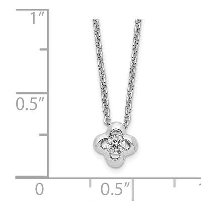 Sterlingsilber Rhodiniert Poliert Zirkonia Blume Halskette