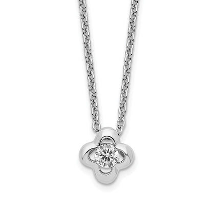 Sterlingsilber Rhodiniert Poliert Zirkonia Blume Halskette
