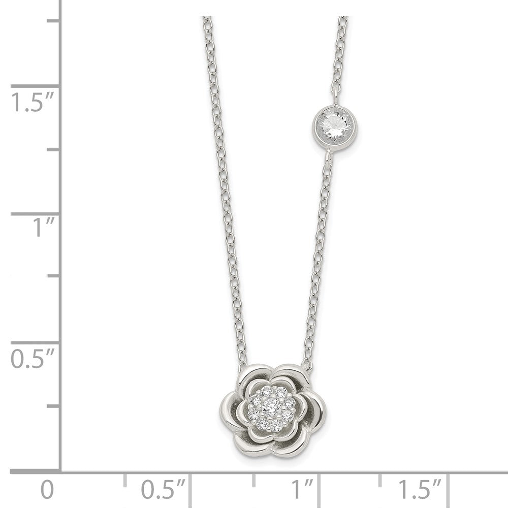 Sterlingsilber Poliert Blumen Zirkonia Halskette