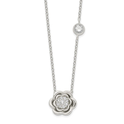 Sterlingsilber Poliert Blumen Zirkonia Halskette