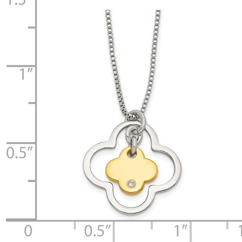 Sterlingsilber Goldfarben Zirkonia Blumen Halskette