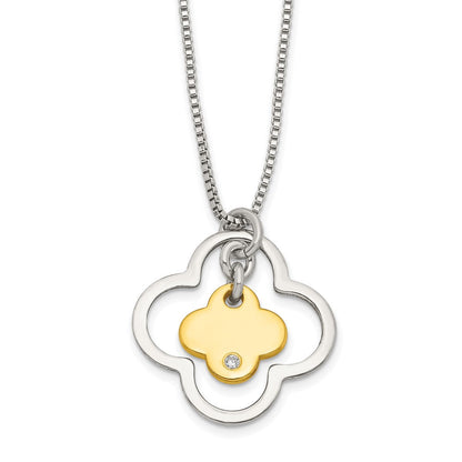 Sterlingsilber Goldfarben Zirkonia Blumen Halskette