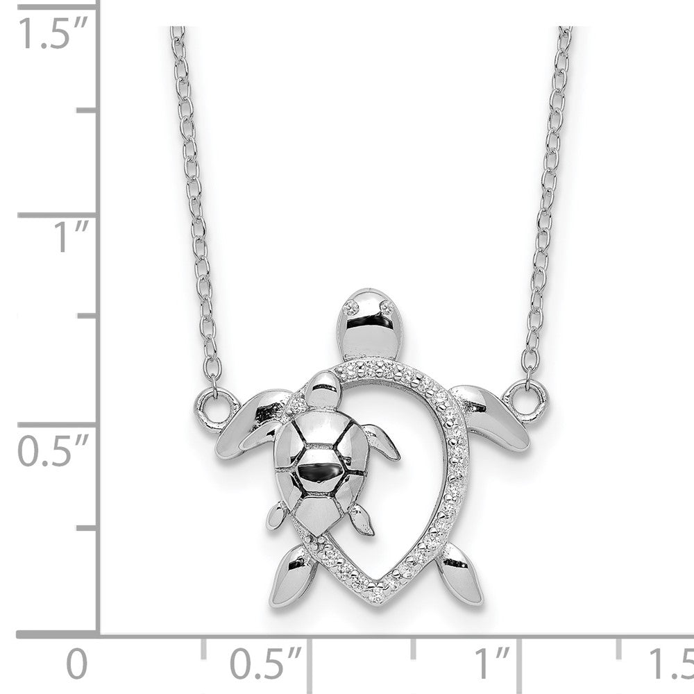 Sterlingsilber Rhodiniert Poliert Zirkonia Turtles 16 Zoll mit A 2 Extention Halskette