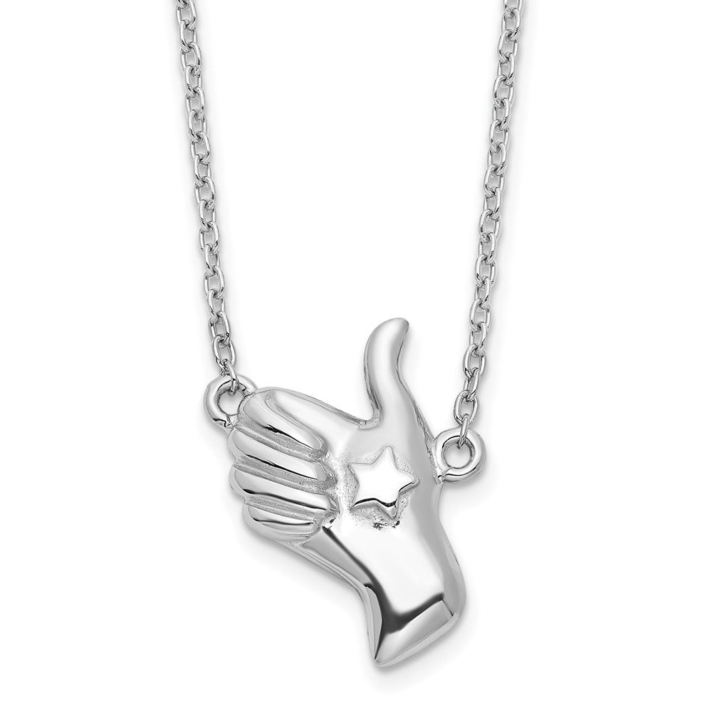 Sterlingsilber Rhodiniert Thumbs Up Halskette