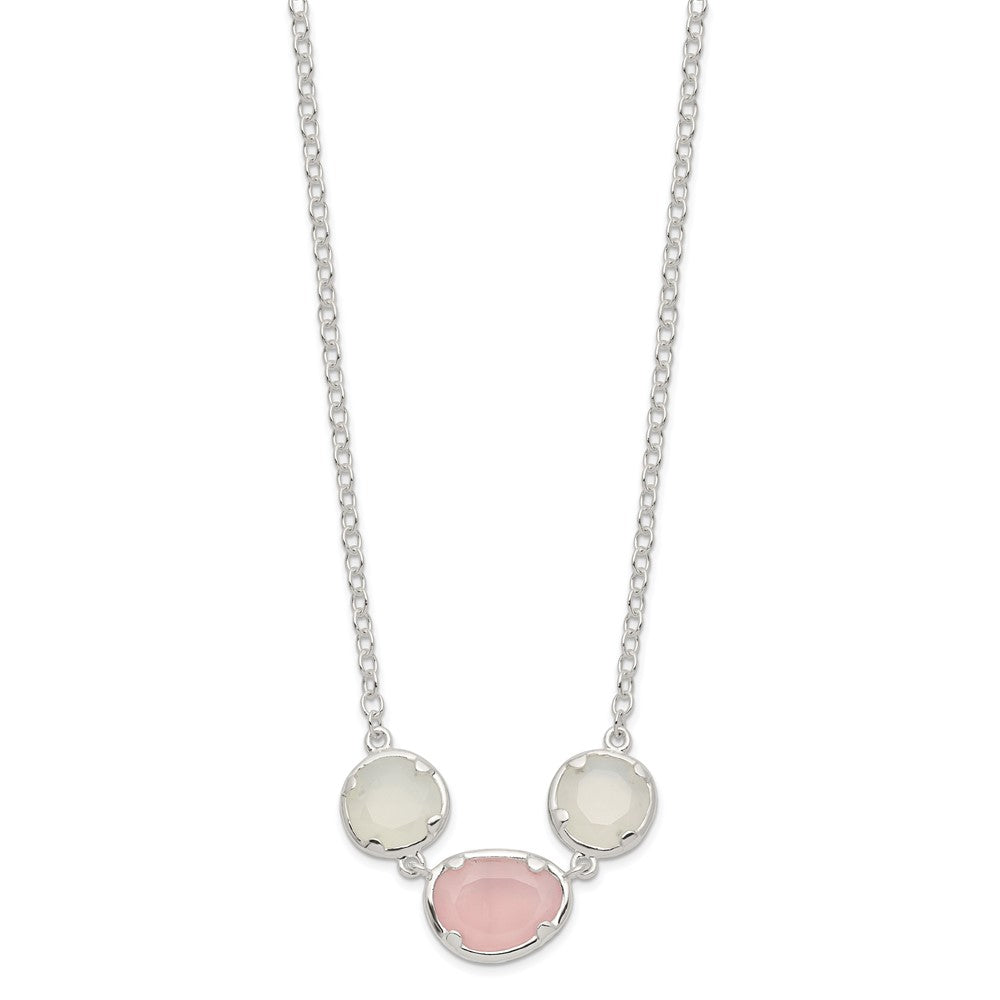 Sterlingsilber Weiß & Rosa Chalcedony Halskette